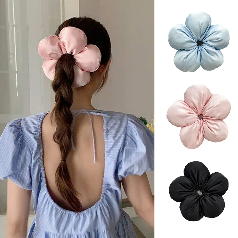 Exaggerated Oversized Flower Scrunches Headdress For Women Girls Trendy Elastic Hair Band Sweet Versatile Hair Accessories Gifts