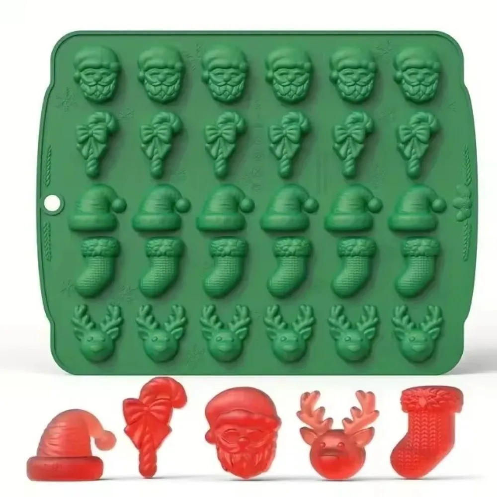 Non-Stick Surface Silicone Chocolate Mold High Temperature Resistant Christmas Pattern 3D Chocolate Mold Reusable