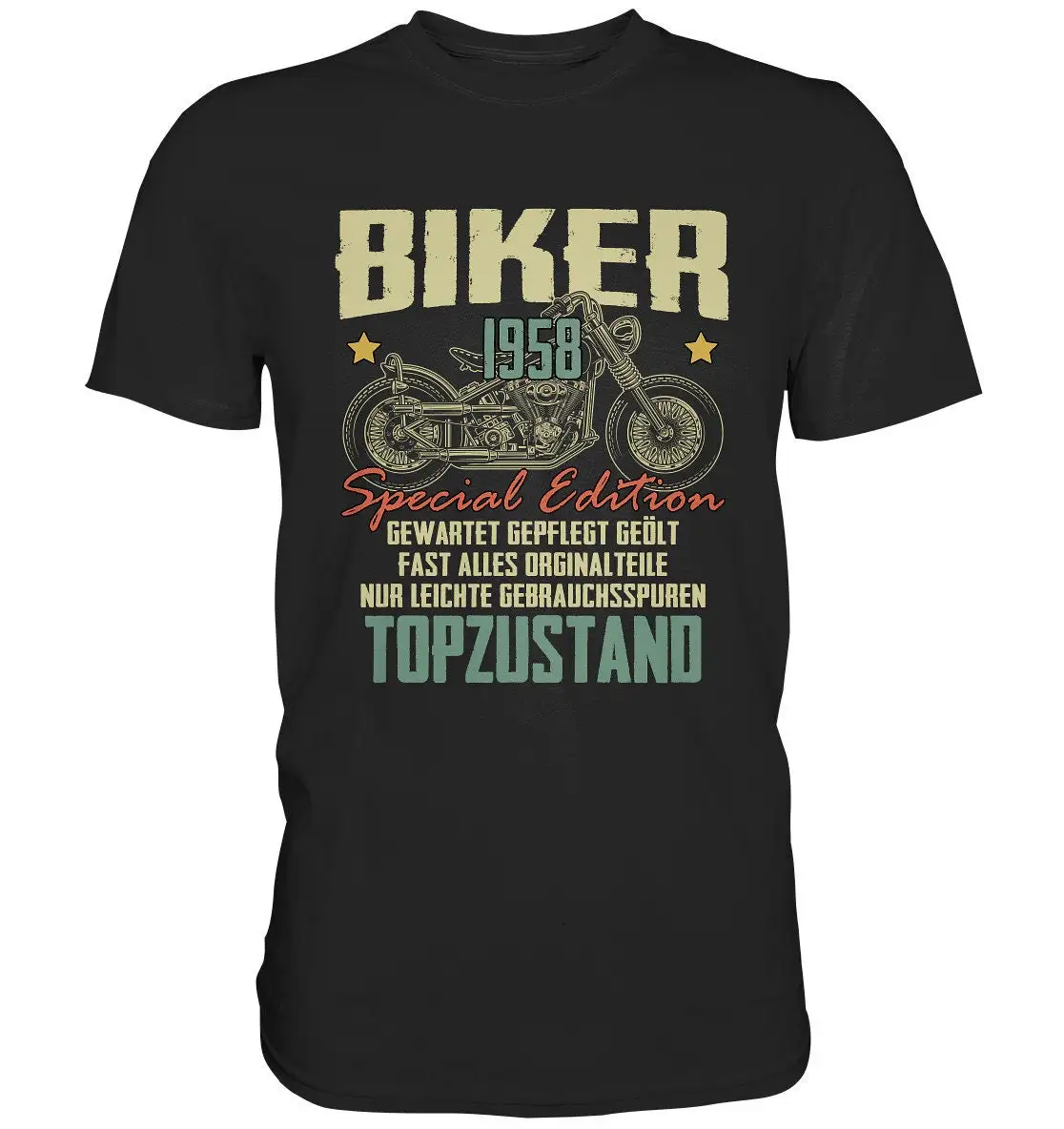 65Th Birthday Motorcyclist 65 Years 1958 Biker Motorcycle Retro T Shirt