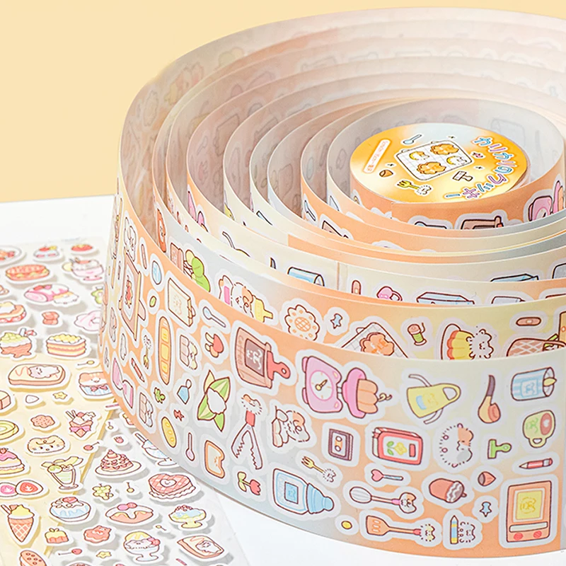 

4 стиля, 1 рулон/упаковка, милый мультяшный вырубной скотч, креативный материал для скрапбукинга, DIY, для альбомов, фоторамок, чехлов для телефонов