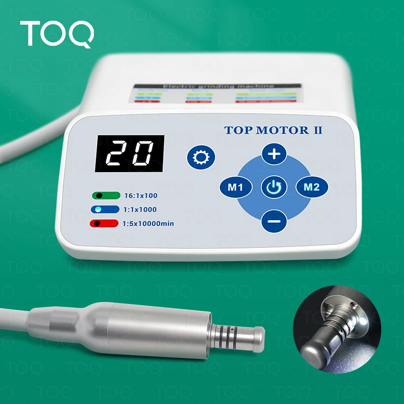TOQ Dental Electric Motor 1:1/1:5/16:1 Ratio Adjustable LED Micromotor with 2/4 Holes Turbine Connector for Dental Lab Clinic