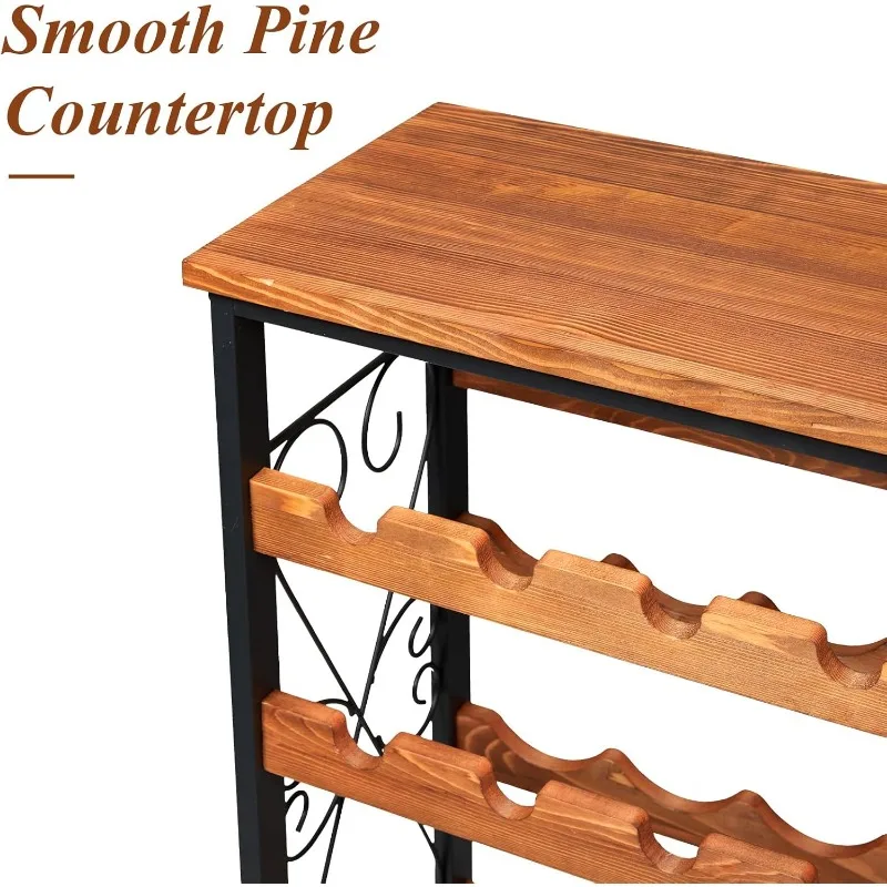 48 Bottles Wine Rack Freestanding Floor with Wood Top, 8 Tier Wine Bottle Holder,Wine Storage for Kitchen Pantry,Tall Wine Shelf