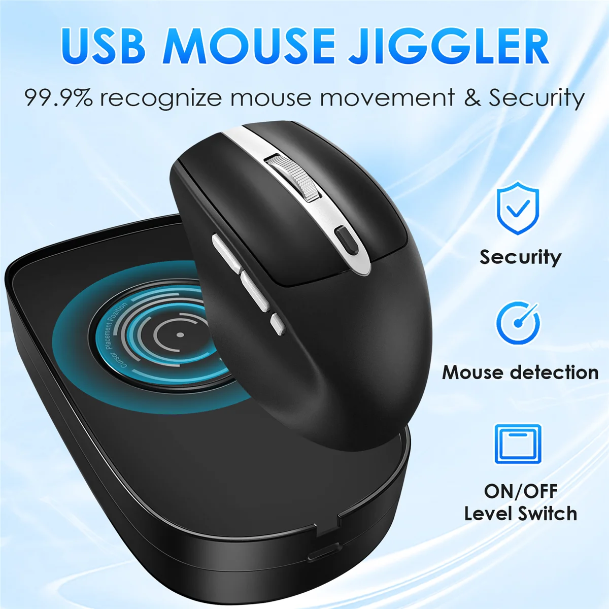 جهاز محاكاة حركة الماوس USB Mouse Jiggler مع مفتاح تشغيل/إيقاف لصحوة الكمبيوتر، يحافظ على نشط الكمبيوتر