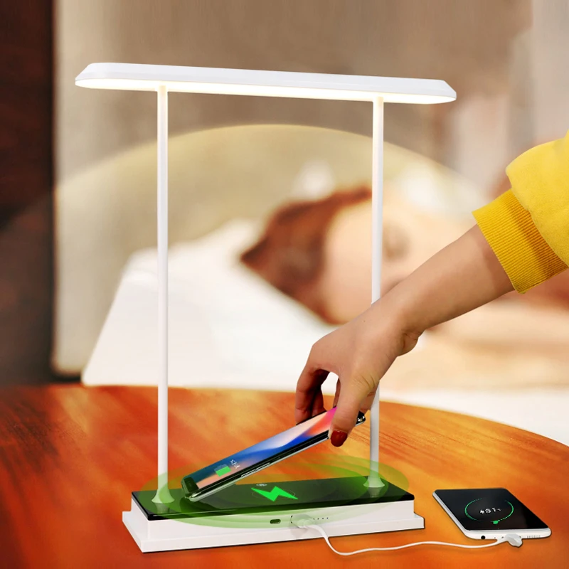 

Smart Wireless Charger Holder Table Lamps LED Night Light Bedside Desk Lamp