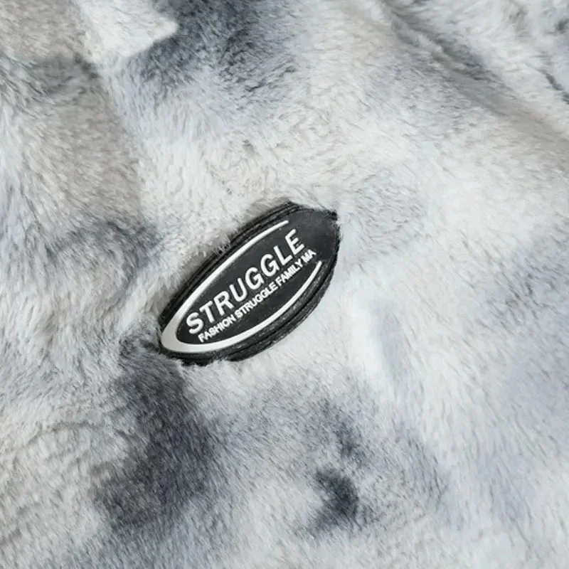 Aelfric Eden Faux Fur Fleece Jacket Streetwear Men Hip Hop Winter Harajuku Tie Dye Heart Fuzzy Jackets Warm Casual Zipper Coats