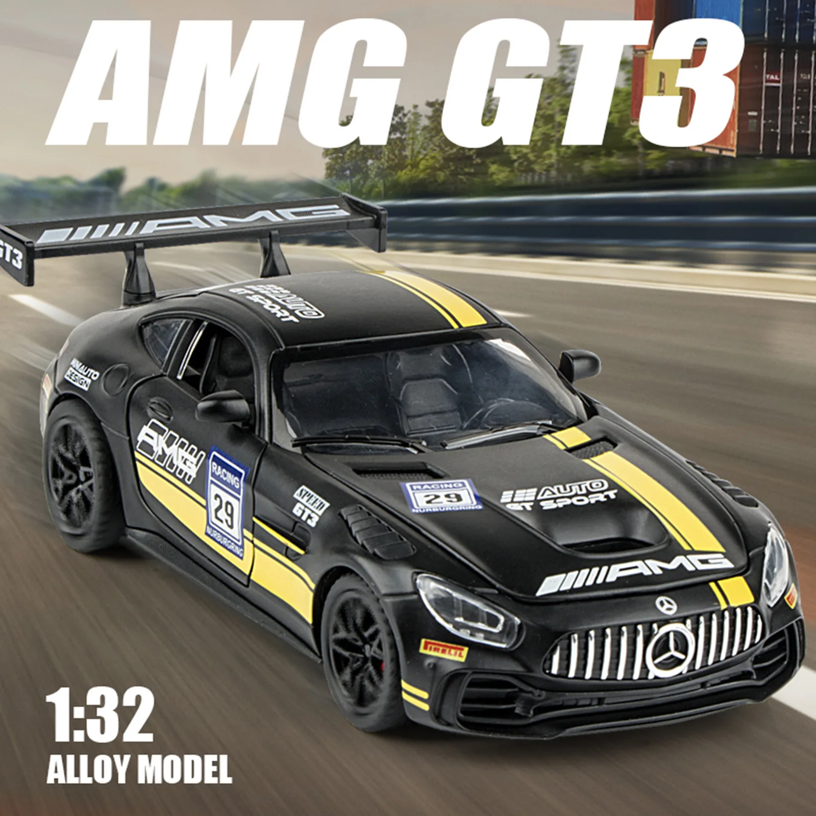 

Модель спортивного автомобиля GTR 1:32 из сплава с звуком и светом, коллекционная литая модель из сплава, игрушка-подарок