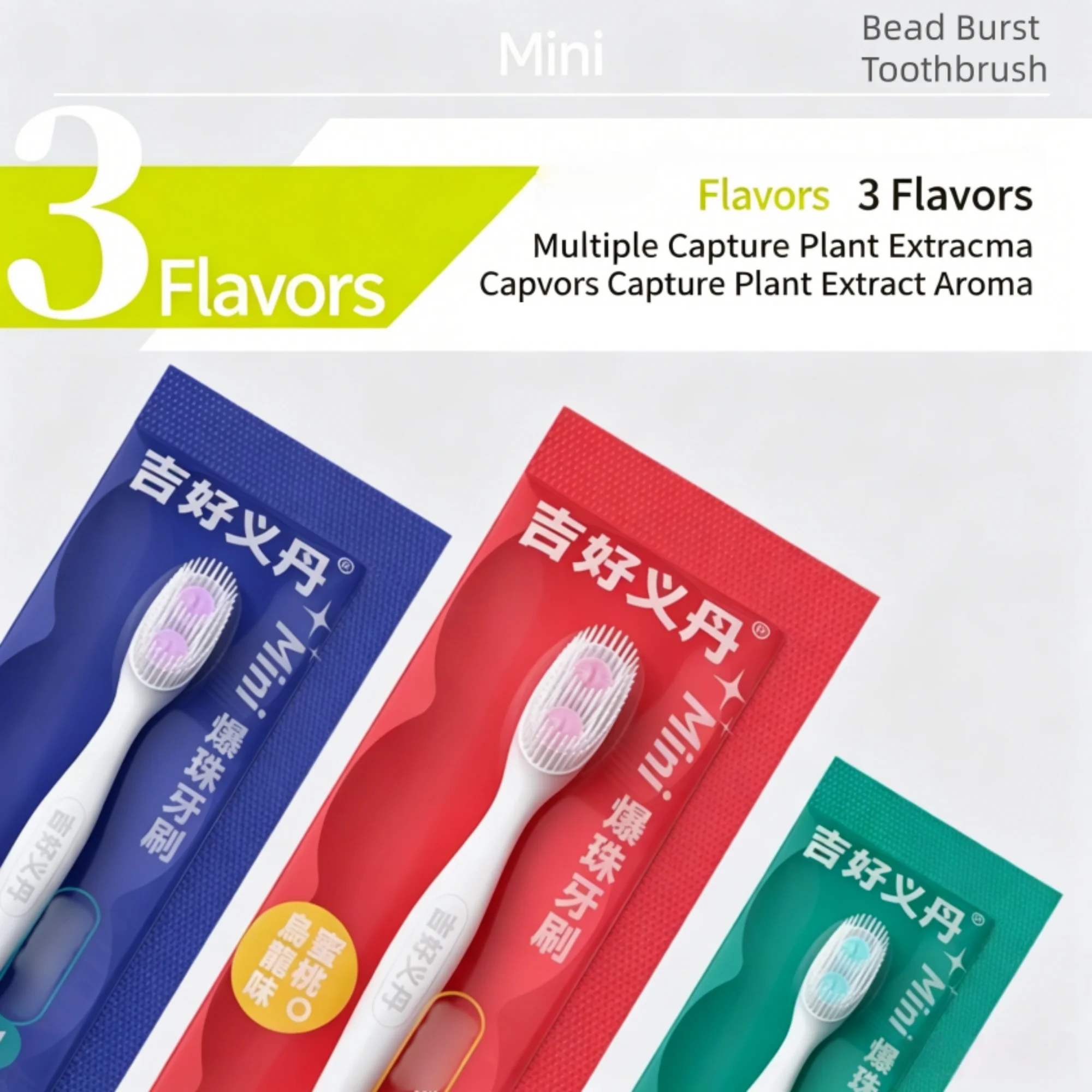 Individually Sealed Mini Dual Burst Bead Toothbrush, Portable Toothbrush No Water for Camping Short Travel Trips