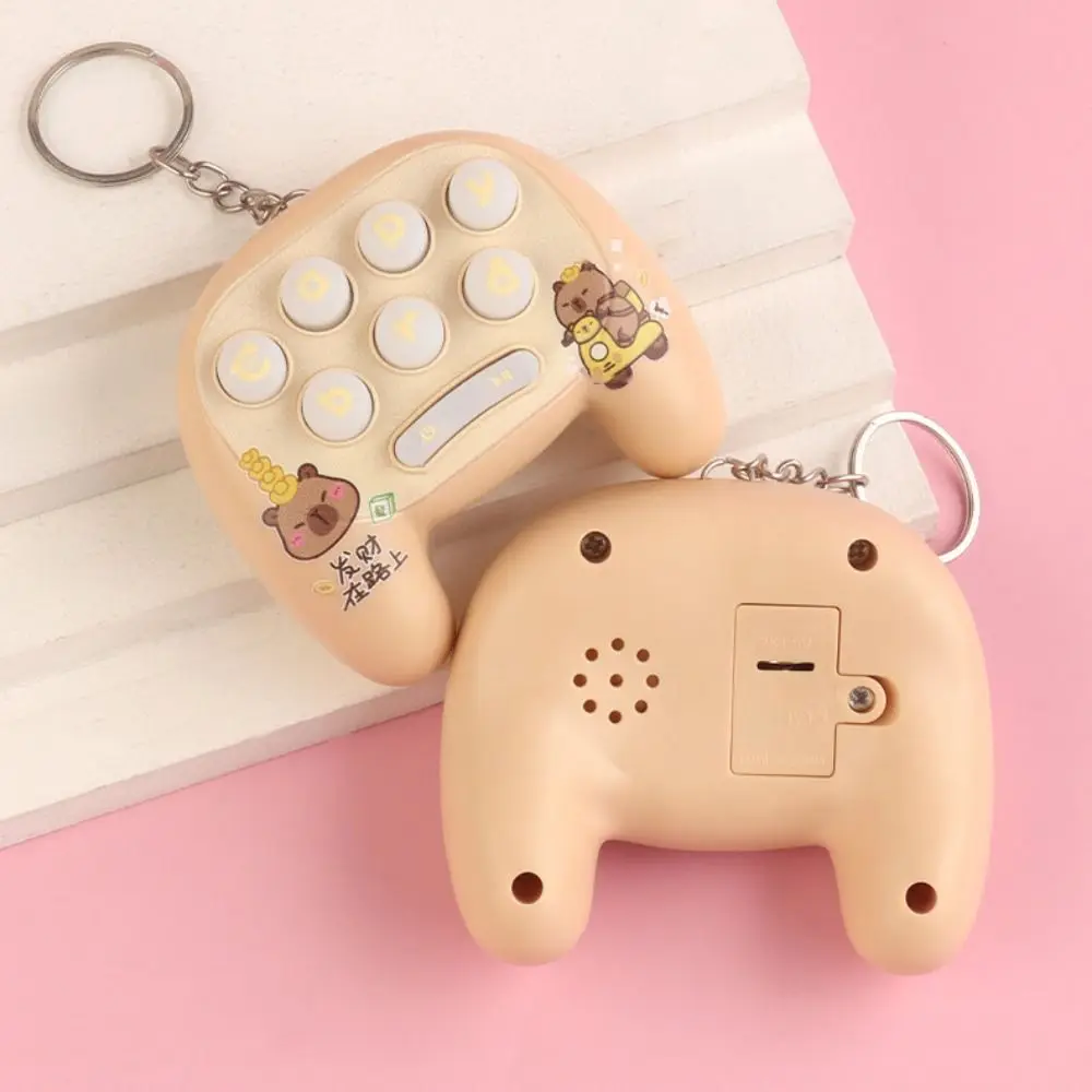 Whack-A-Mole Game Console Keychain Quick Push Game Luminous Mini Handheld Game Machine Handle Appearance Capybara