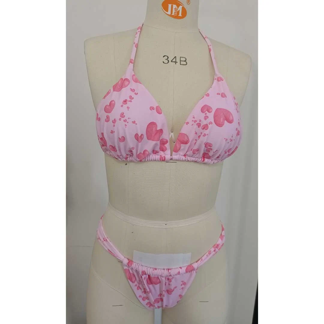 XS - XL, Bikini mit Blumenmuster und hohem Beinausschnitt, Damen-Badeanzug, zweiteiliges Bikini-Set, Badebekleidung, Badeanzug, Modell V6531. – Detail 15