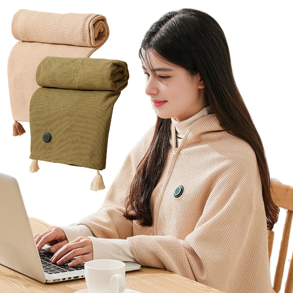 Wearable Heating Electric Blanket Shawl 3 Heating Levels Portable Body Warmer Blanket for Home Office