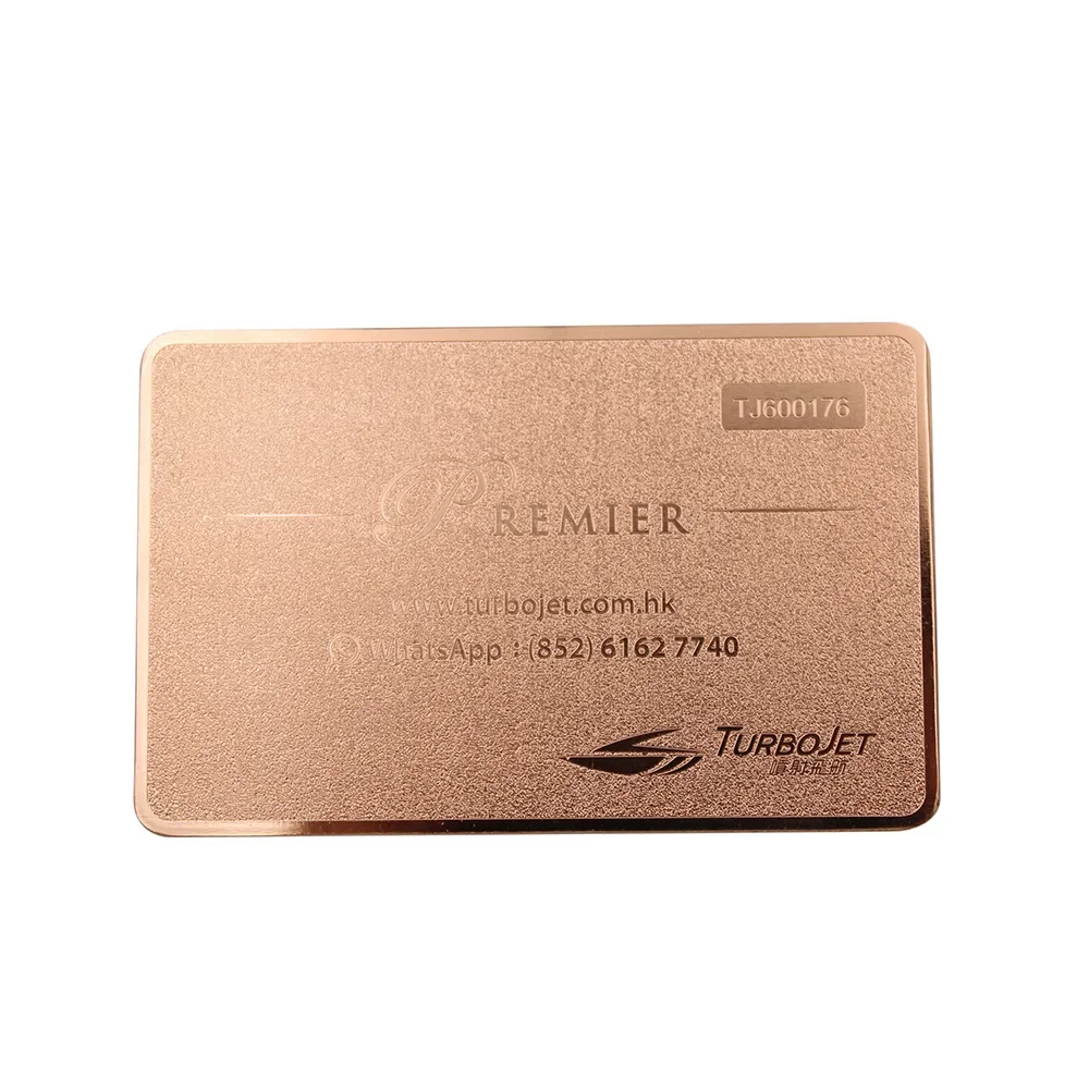 Factory Customized Stainless Steel Business Card Metal Nameplate Card, Rose Gold Corrosion Process Club VIP Membership Card