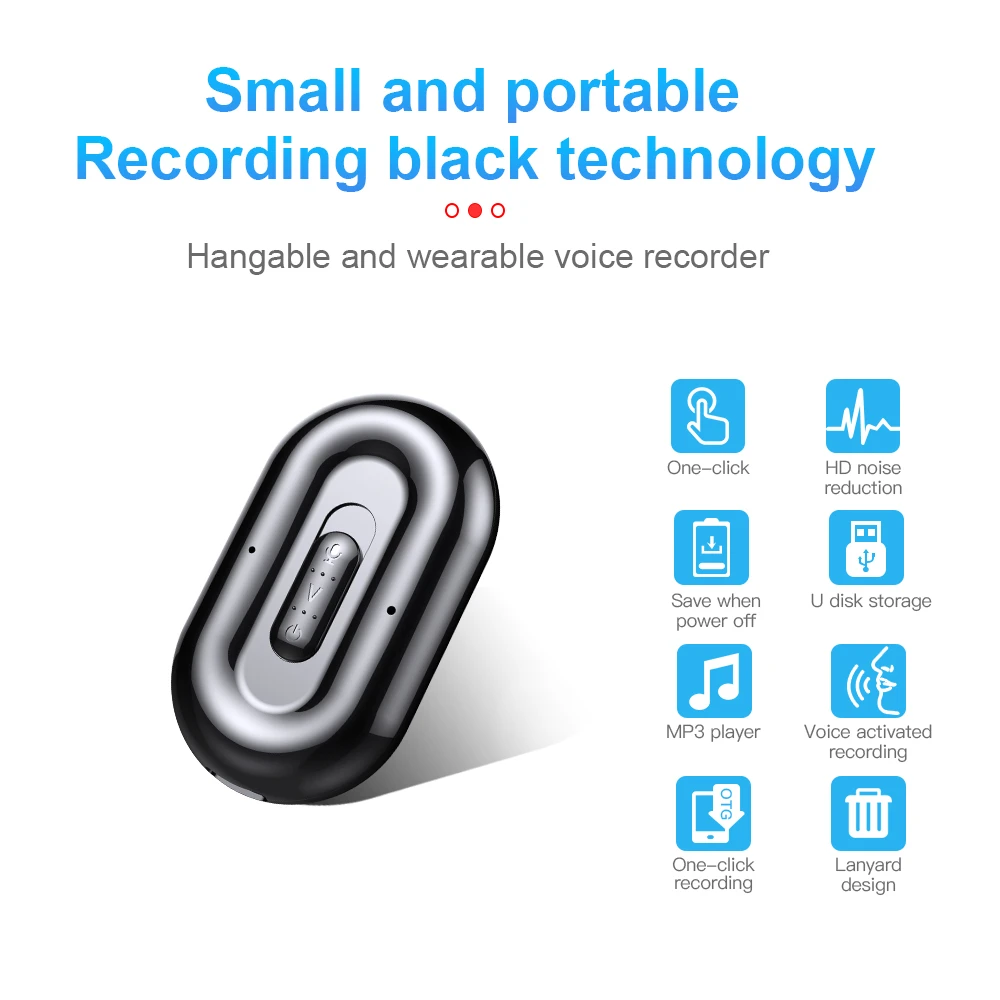 Mini Voice Recorder Voice Activated Audio Recording Smart HD Noise Reduction Sound Dictaphone Long Time Record Device MP3 Player