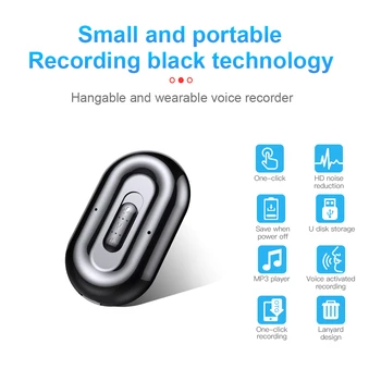 Mini voice recorder voice activated sound recording intelligent HD noise reduction voice dictaphone long time recording device MP3 player