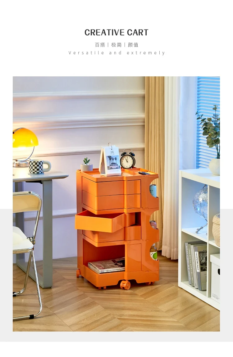 Minimalist trolley storage cabinet with large capacity, detachable and rotating multifunctional storage rack YX647TB