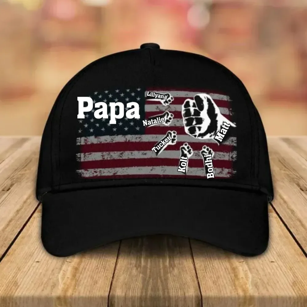 

Papa Names Fists Stars Baseball Cap Printed Snapback Hat Men Women Adult Streetwear Hipster Headwear Outdoor Sun Visor Caps