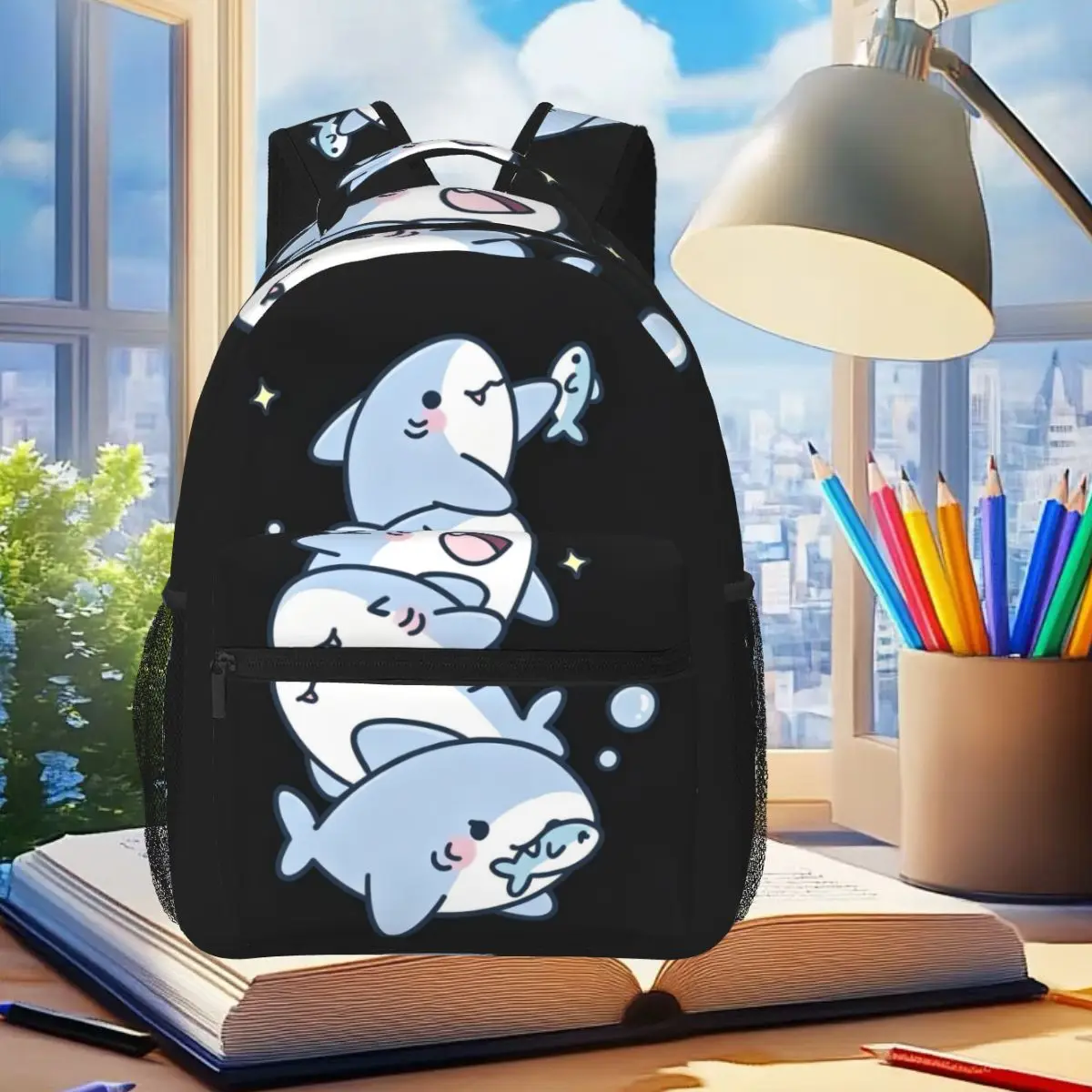 Creative Shark Printed Backpack Student Boys Girls BookBag Children School Bag Laptop Shoulder Bags for Men Women