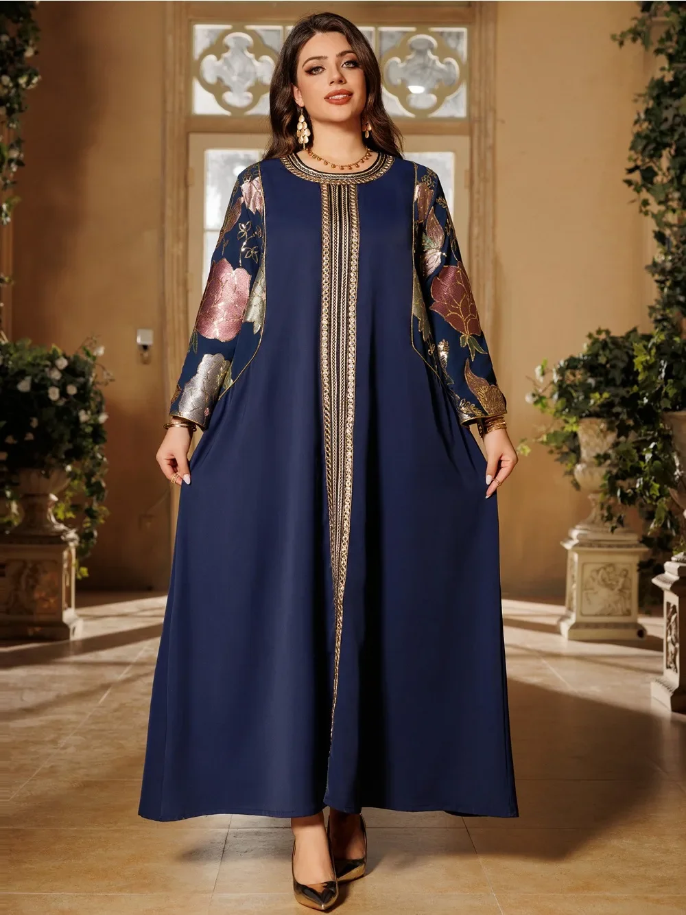 Eid Sequins Muslim Dress for Women Embroidery Party Long Dresses Robe Ramadan Dubai Kaftan Islam Vestidos Jalabiya Dresses 2025
