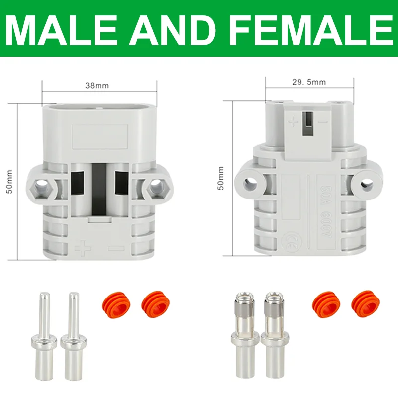 

5/20/100 Set Anderson Waterproof Plug 50A Male Female Connector Parking Air Conditioning 24V High Current Docking Socket