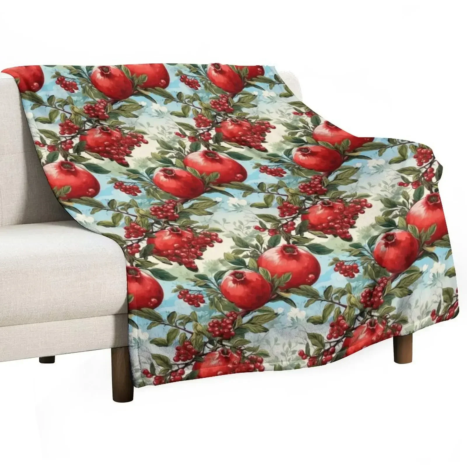 Red pomegranates and seeds against the blue sky Throw Blanket christmas gifts Single Plaid Loose Blankets