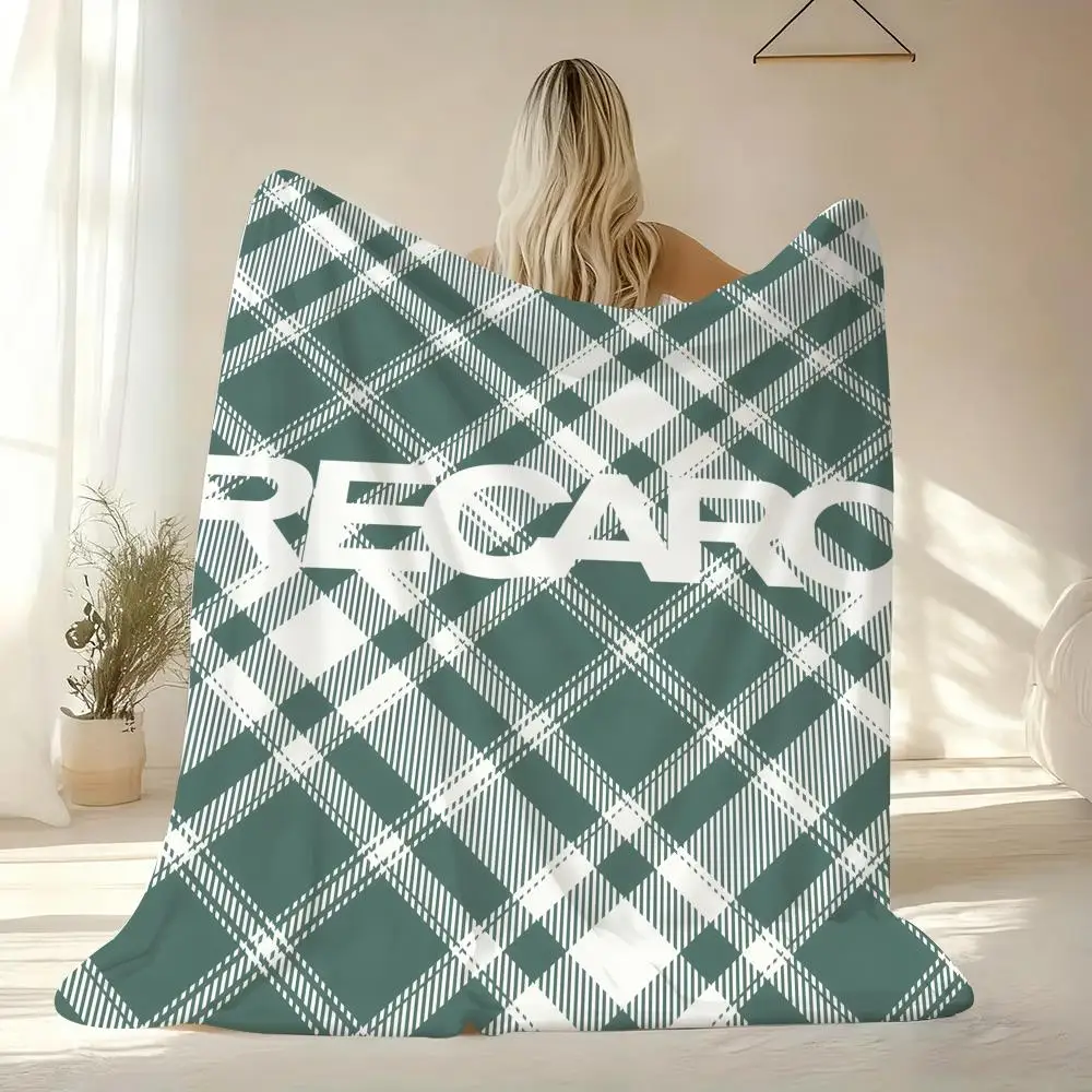 

Плед с логотипом R-Recaros, мягкий фланелевый, теплый, приятный для кожи, для дивана, офиса, кровати, путешествий, зимний, увеличенный размер