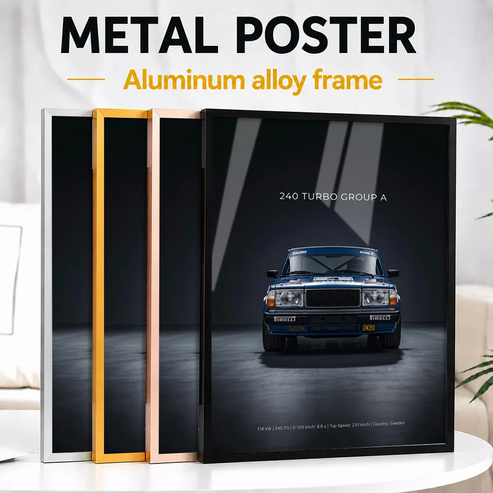Sweden 240 Turbo Group A Racing Car Framed Aluminum Metal Poster Customized Photo Dynamic Speed Style Wall Art For Living Room