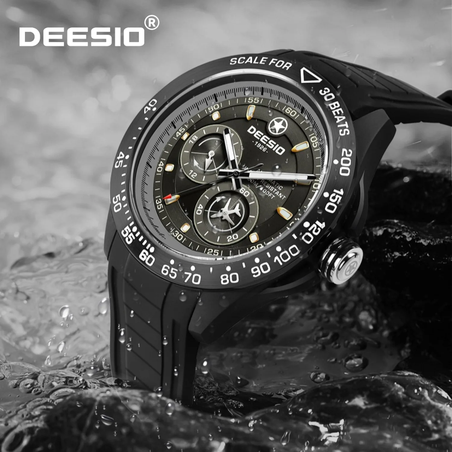 

Deesio Men's Automatic Watch Mechanical Self Winding Luminous Waterproof Sport Watch Stainless Steel Sapphire Glass Carbon Fiber