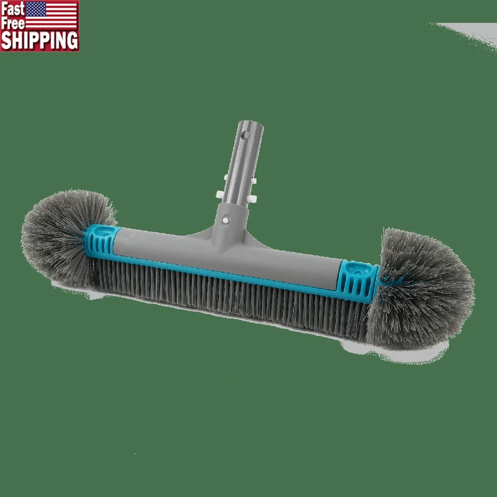 

20 Inch Pool Wall Brush with Side Bristles Durable Plastic Aluminum Construction In-Ground Above-Ground Pools Tubs Spas