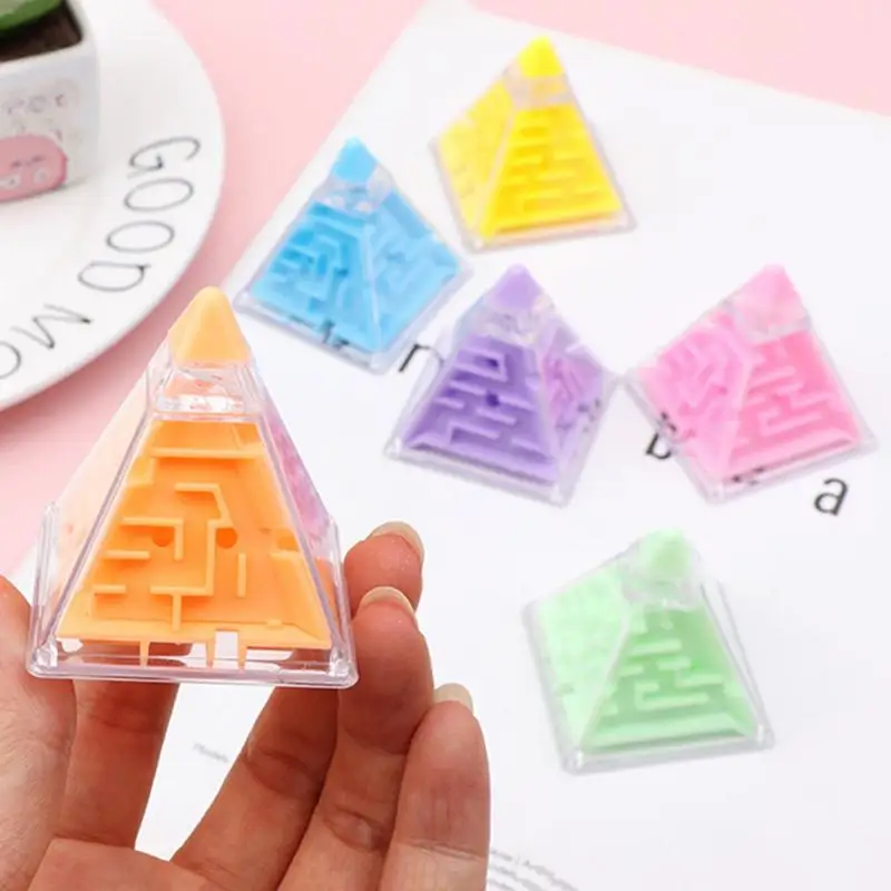 

3D Pyramid Maze Gravity Memory Magic Cubes Puzzles Toy Portable Educational Brain Teaser Game For Children Birthday Gifts