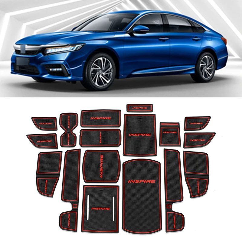 

17 Pcs Car rubber anti-slip mat coaster Door Slot Mat Set For Honda INSPIRE accessories