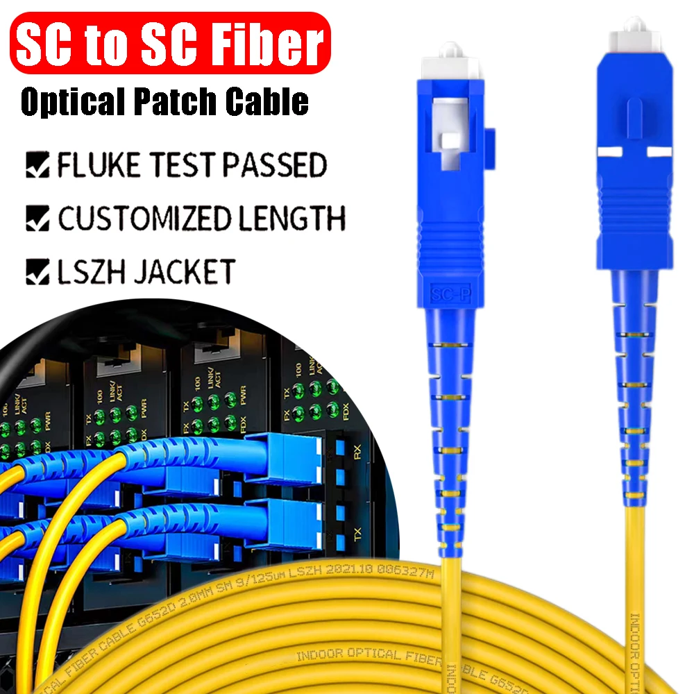 SC To SC Fiber Network Jumper Optical Patch Cable Singlemode Simplex Single Mode Bend Insensitive 2.0/3.0mm Fiber Optic Cord