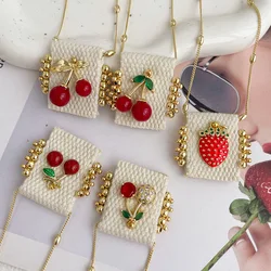 1pc Fashionable And Simple Copper Inlaid Synthetic Zircon Accessories Beaded Square Cloth Necklace Suitable For Women Daily Wear