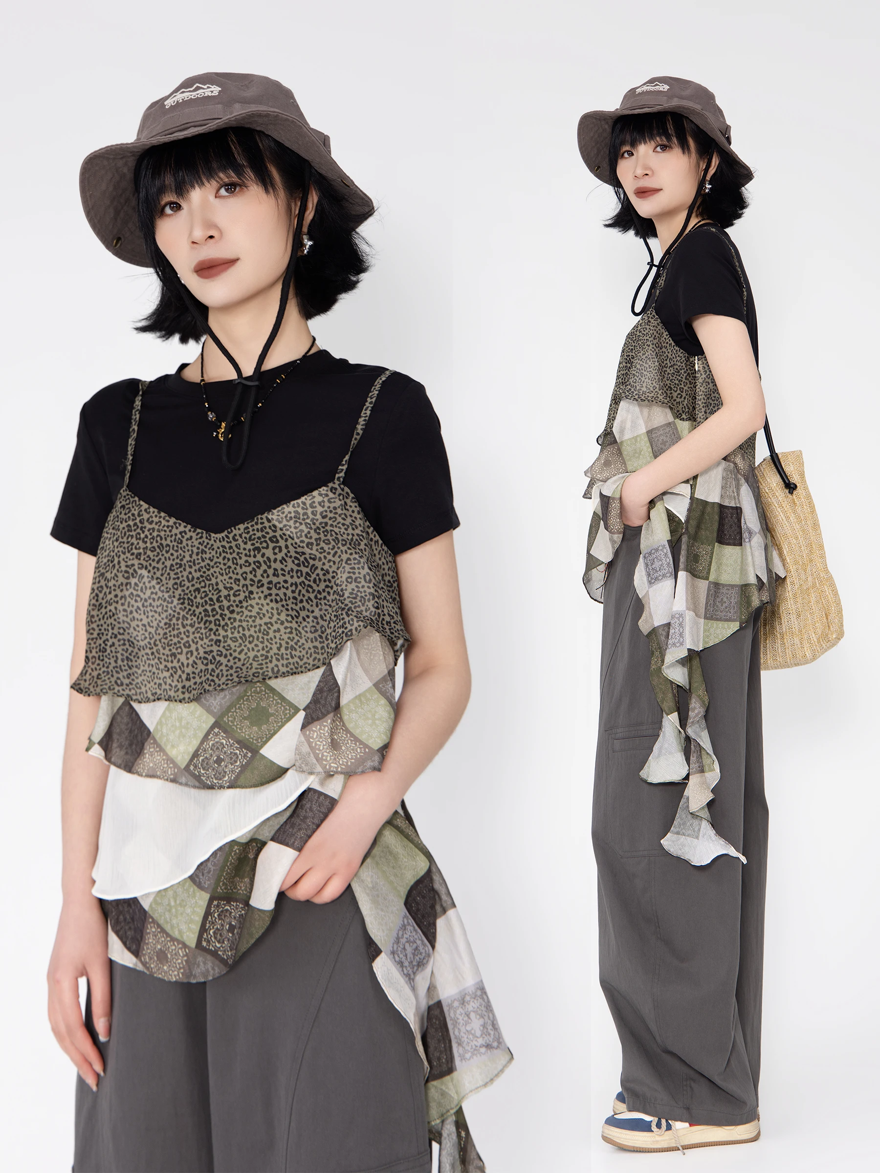 

Shuer Flower between Temperature 2026 Summer New True Two-Piece Set Layered Chiffon Short-Sleeve Women's Fashion Versatile
