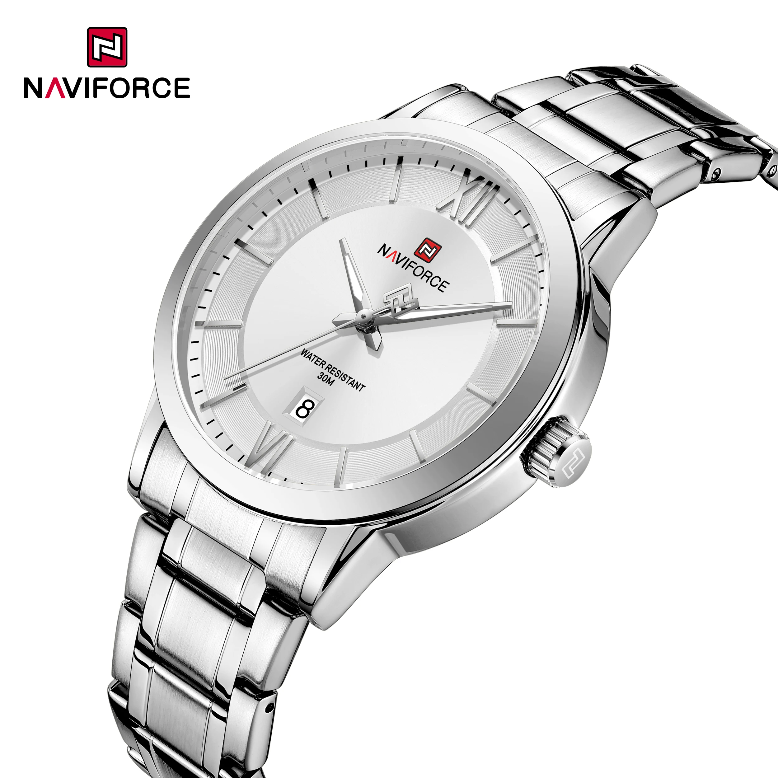 

NAVIFORCE 9254, роскошные модные кварцевые часы для мужчин, календарь, светящийся водонепроницаемый стальной ремешок, элегантные мужские часы, reloj hombre