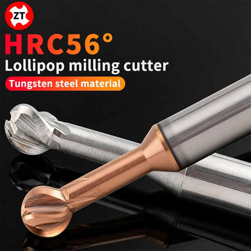 ZUANTONG Carbide Lollipop Ball Nose Milling Cutter Rounded T End Mills Tungsten Steel CNC Cutters CNC Tools For Metal Machining