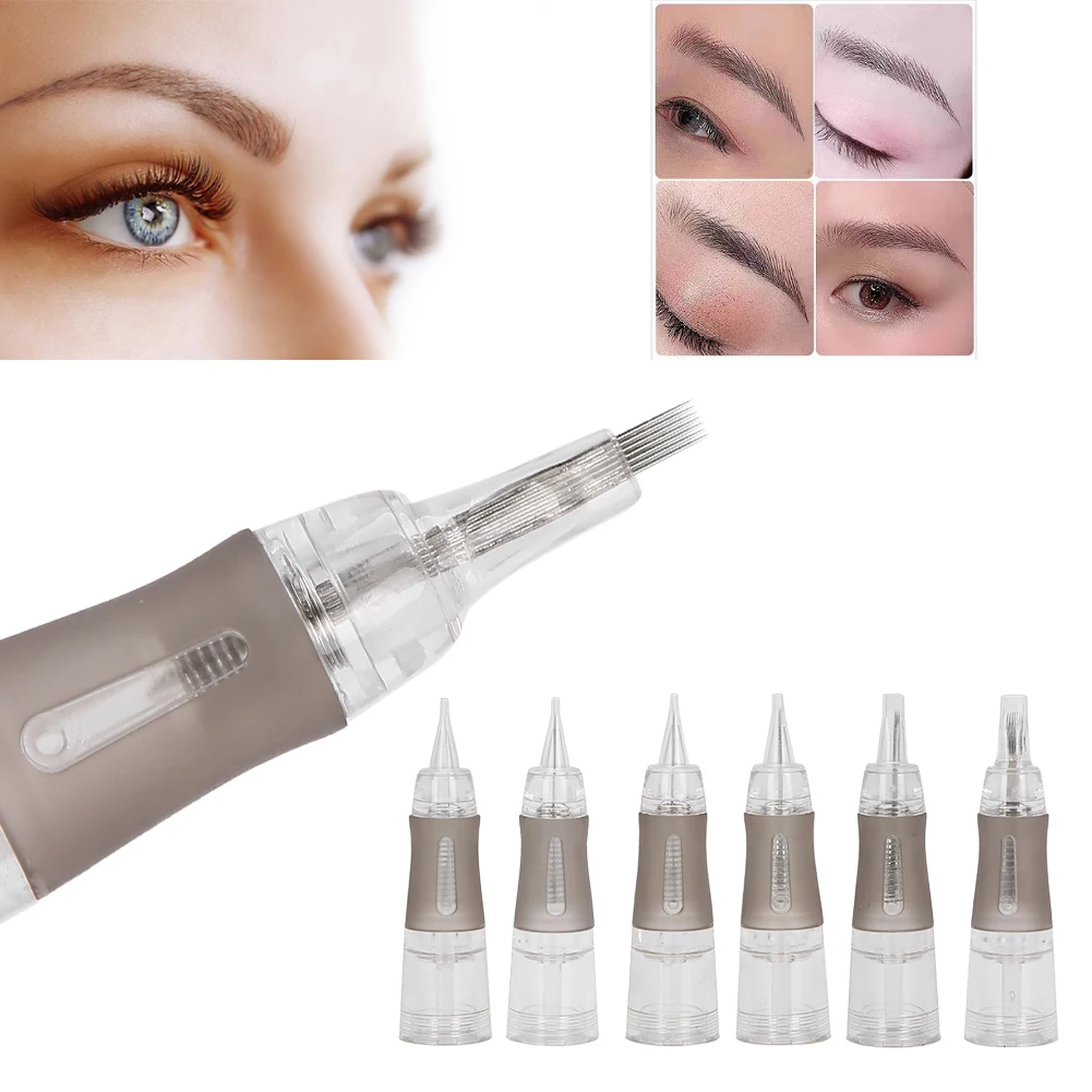 Agujas desechables de varios tamaños para tatuajes, suministros estériles para Microblading, cejas, labios, maquillaje semipermanente, 10 uds.