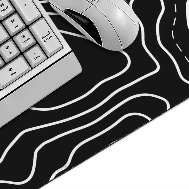 Mouse Pad Black Topographic Contour Gamer printon demand HD Custom Mousepad XXL Desk Mats Soft Office Desktop Mouse Pad