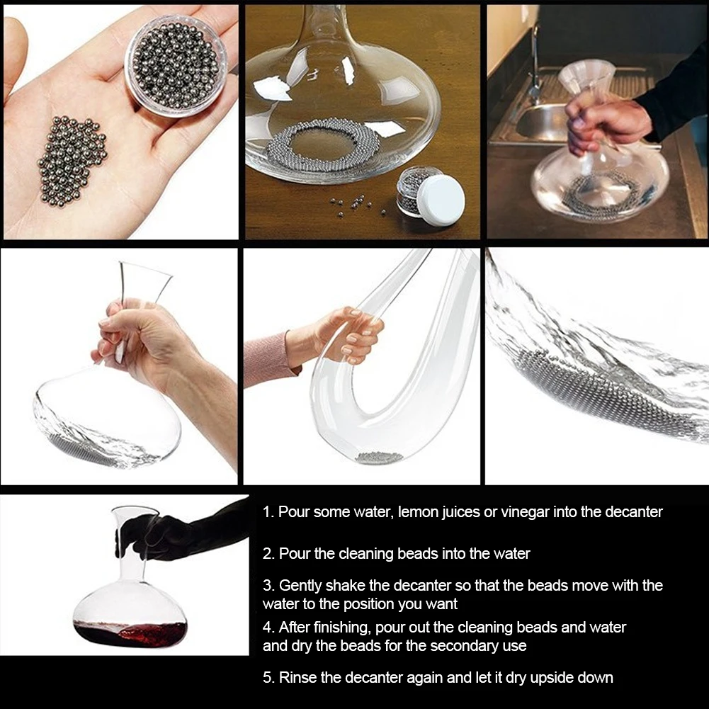 3mm Stainless Steel Decanter Cleaning Balls Household Cleaning Tools for Wine Decanter Cleaning Beads Bottle Cleaner