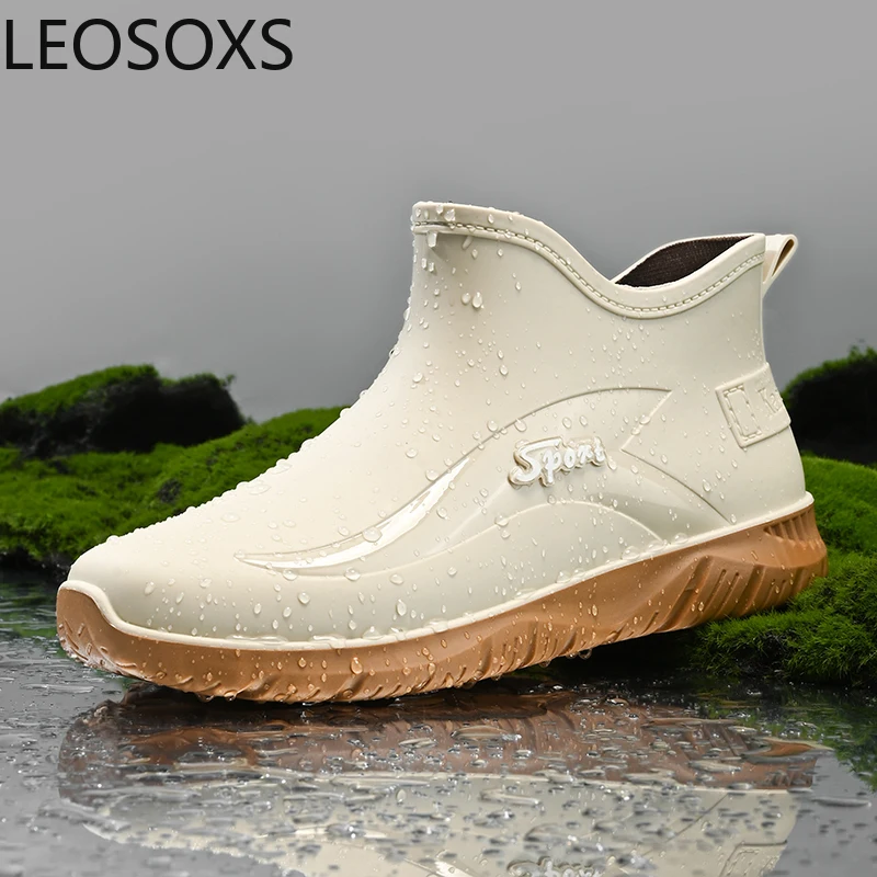 

Fashion Short Men's Rain Boots Men's Four Seasons Working Shoes Wear-Resistant Rubber Mans Shoe Fishing Casual Boot Waterproof