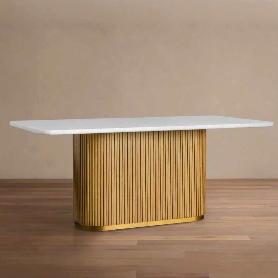 New Luxury Modern Marble Countertop Solid Wood Rectangular Dining Table for Home & Hotel Use