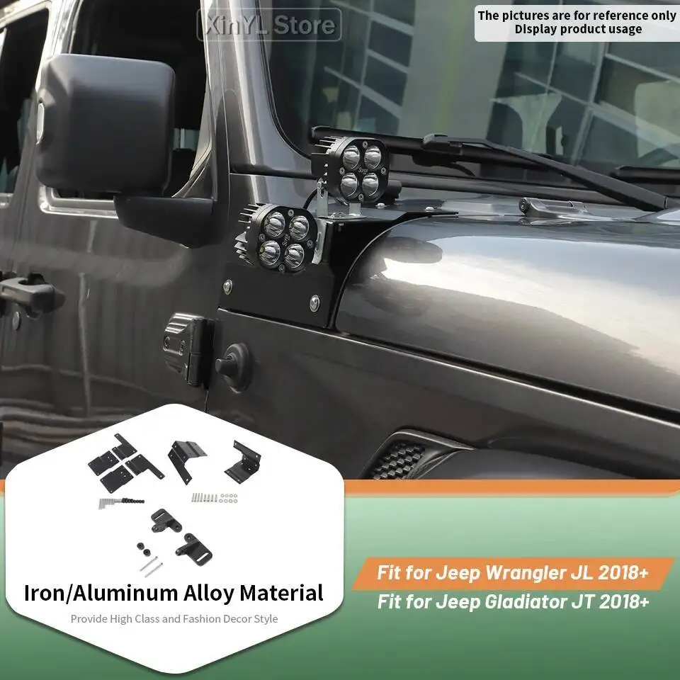 

1Pair A-pillar Column Driving Work Light Mount Bracket Kit For Jeep Wrangler JL Gladiator JT 2018 Up Lamp Holder Accessories
