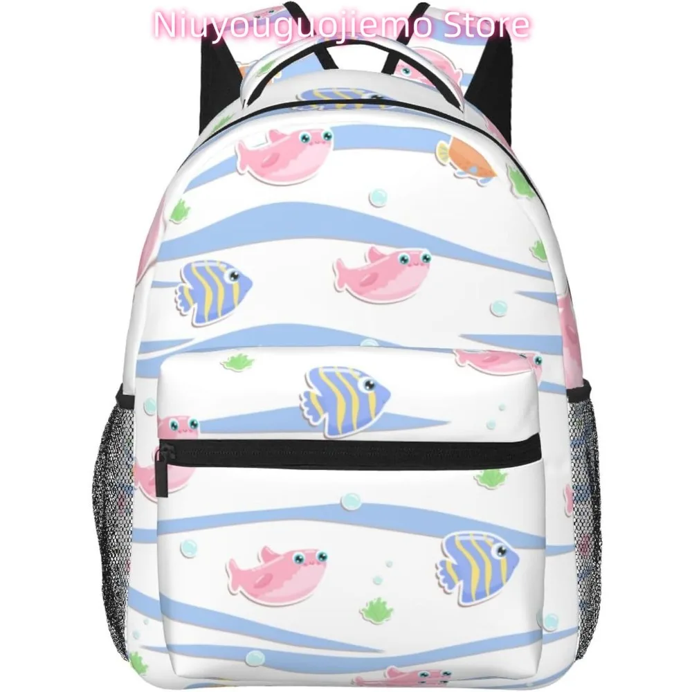 

Cartoon Fish Lightweight Laptop Backpack Lightweight Multipurpose Travel Casual Daypack Unisex College Backapcks for Men Women A
