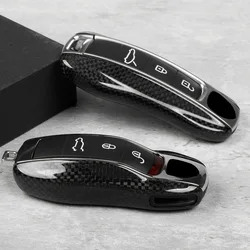 Real Carbon Fiber Key Fob Cover Auto Remote Case Shell for Porsche 718 911 Panamera Cayenne Macan Boxster Cayman Keychain Trim