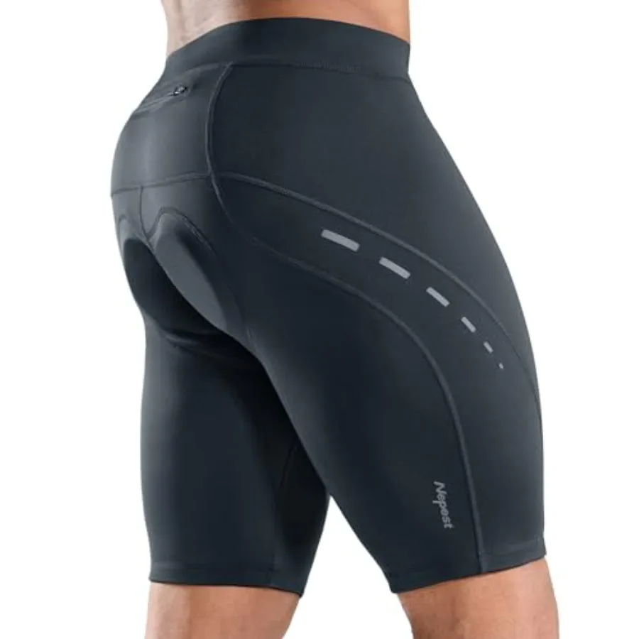

Nepest Men's Bike Shorts 4D Padded Cycling Road Biking Riding Biker Bicycle Mountain Cycle Shorts Zipper Pockets