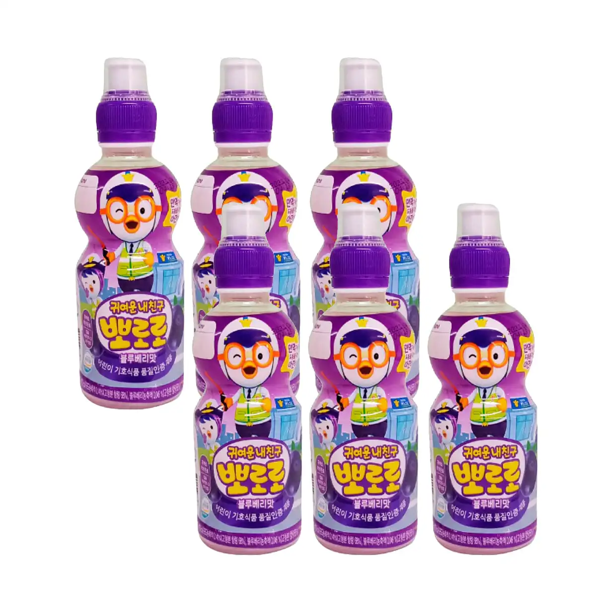 Paldo Pororo-Jus de fruits aromatisé à la myrtille pour enfants, clics, 235ml, X6Pack