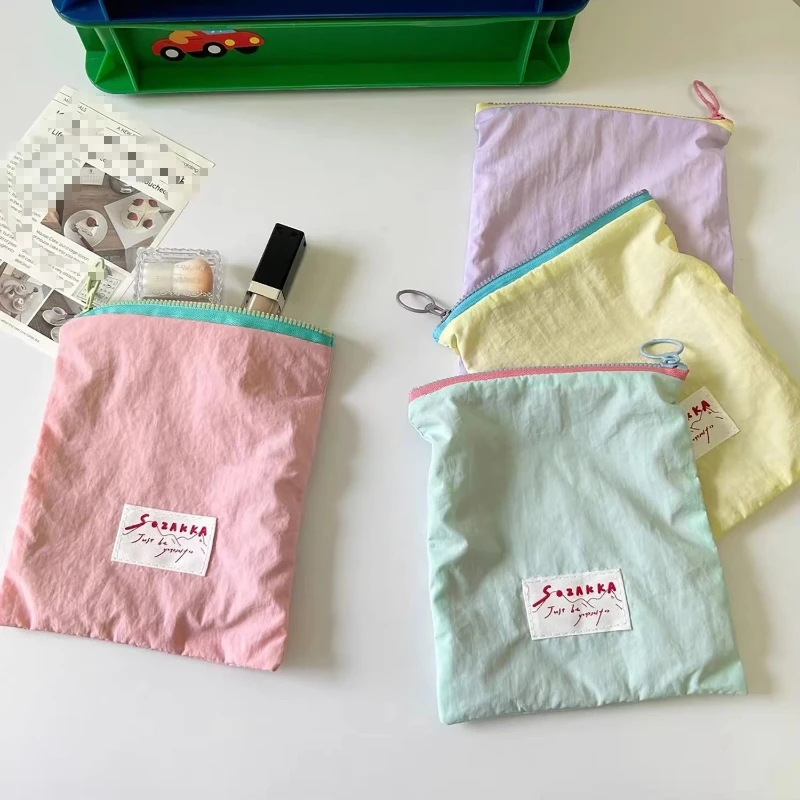 made for females pink portable cosmetic storage bag, no inner bag top zipper, dustproof storage helper