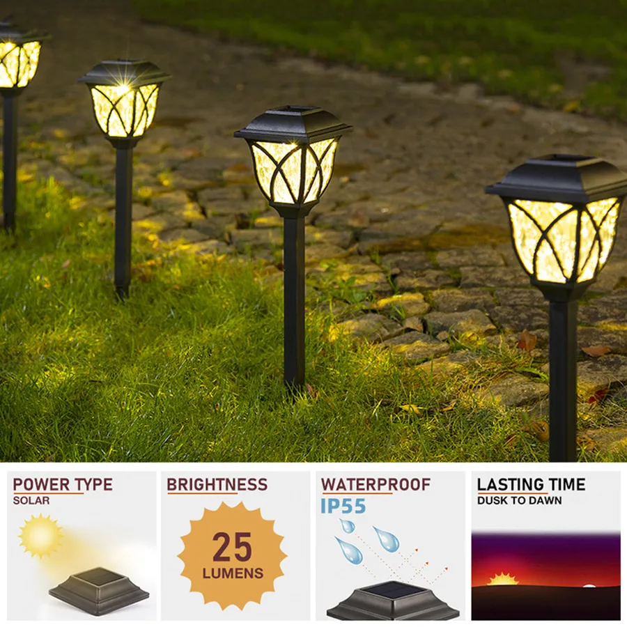 

Creative Retro 6pcs Outdoor Solar Lights Waterproof Square Ground Plug-in Landscape Lawn Lamp Garden Decoration For Pathway Yard