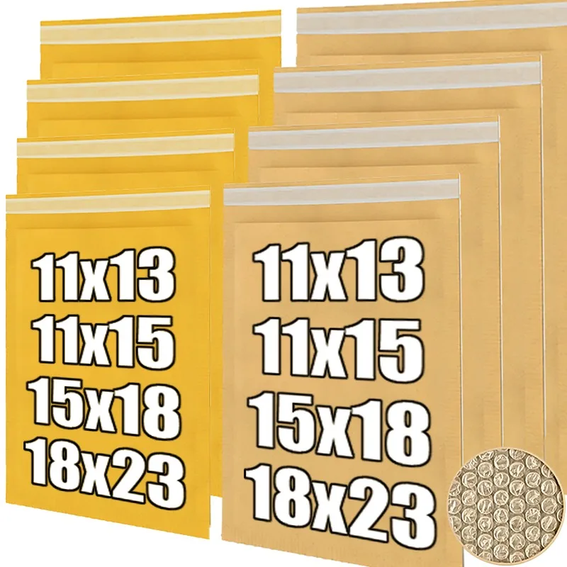 S/M/L/XL الأصفر الطبيعي كرافت ورقة البريدية المنظم مقاوم للماء فقاعة تخزين أكياس المغلف حقيبة هدية كيس التغليف بالجملة