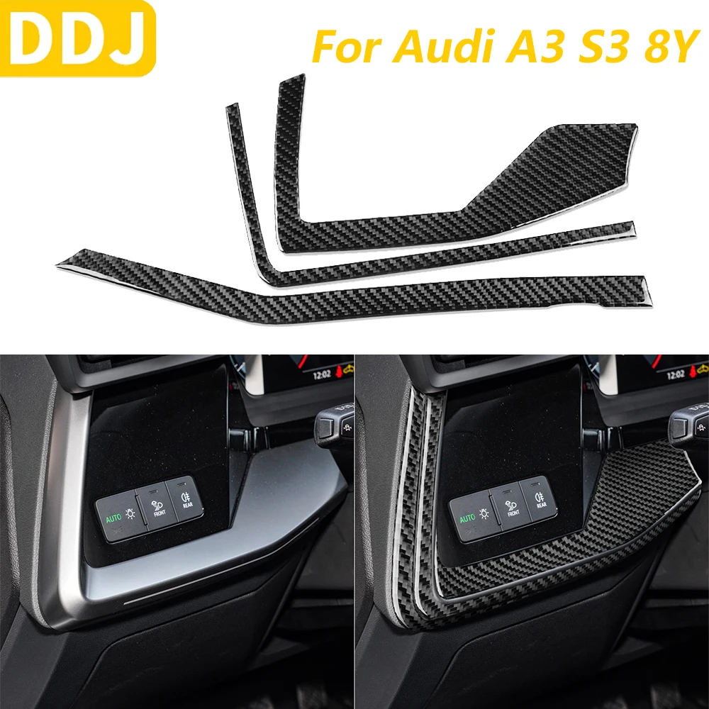 

For Audi A3 S3 8Y 2021-2025 Carbon Fiber Main Driver Left Side Dashboard Surround Panel Cover Decorative Car Accessories Sticker