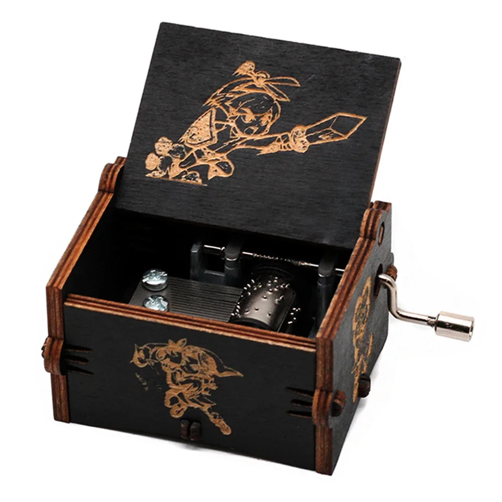 خشبية سوداء منحوتة صندوق تشغيل الموسيقى ديكور المنزل خمر صندوق تشغيل الموسيقى عيد الميلاد هدية عيد ميلاد جميلة عيد الحب Gi #5