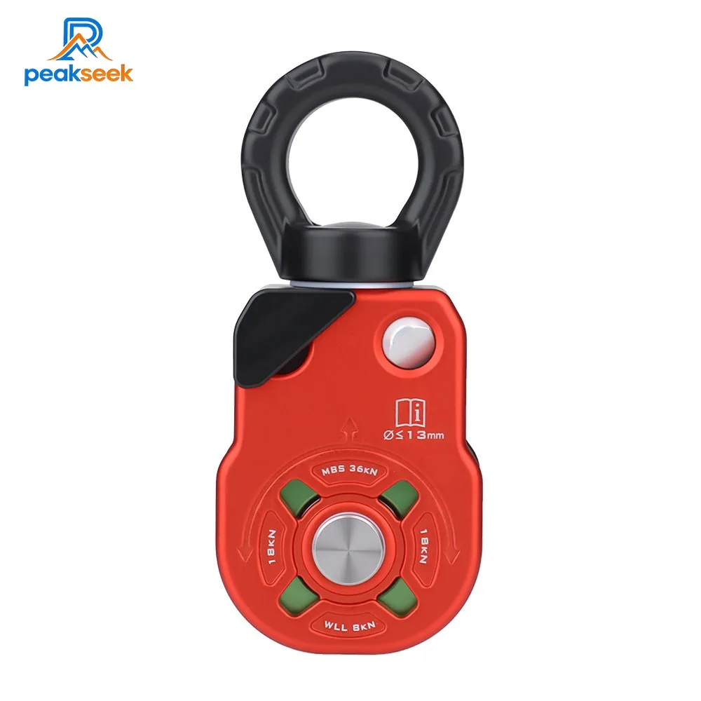 Peakseek ALT-DHL-009 360-Degree Universal Single Pulley 36KN Portable Outdoor Rock Climbing Pulley for 13MM Ropes